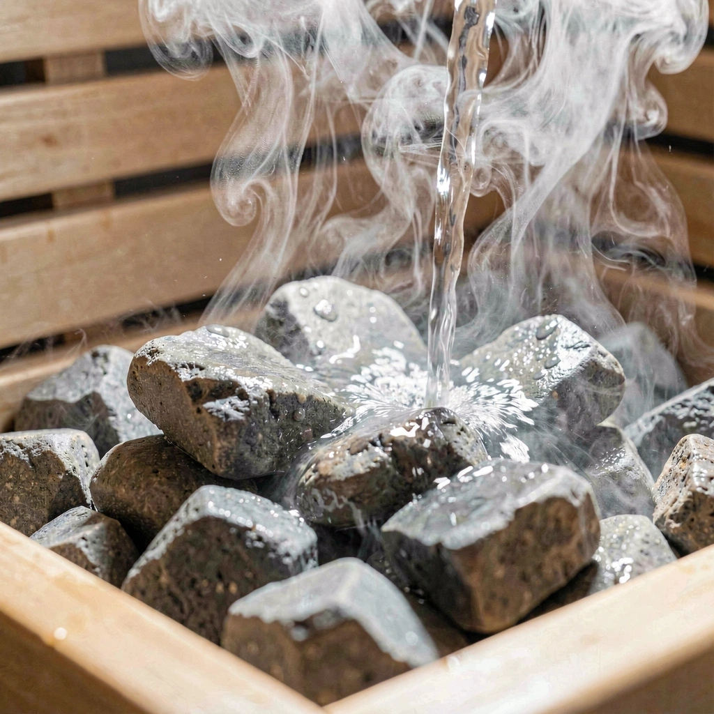 Forró szauna kövek gőzzel